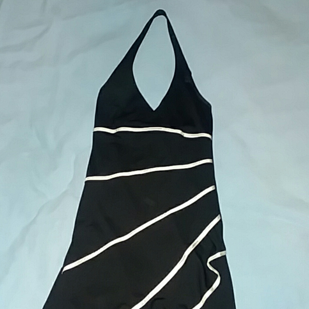 Halter top striped "little black dress"